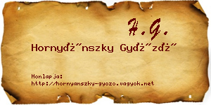 Hornyánszky Győző névjegykártya